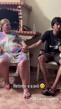 Dolores Aveiro com os netos Rodrigo e Valentina