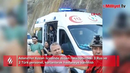 Düşen helikopterdeki mürettebat hastaneye böyle kaldırıldı