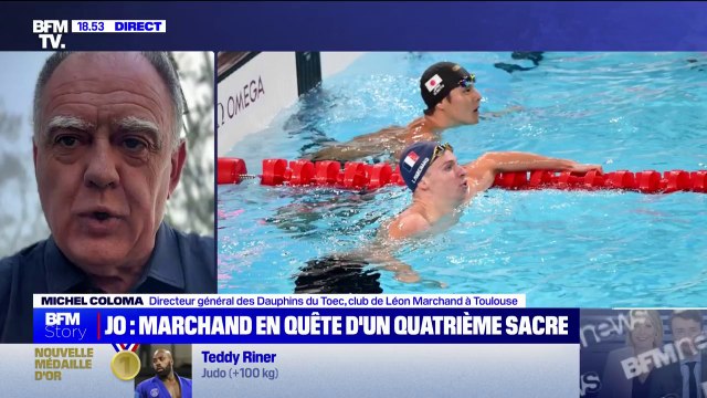 On espère fortement que ce sera de l'or pour la quatrième fois d'affilée : Michel Coloma, directeur général des Dauphins du TOEC, premier club de Léon Marchand, évoque sa finale du 200m quatre nages