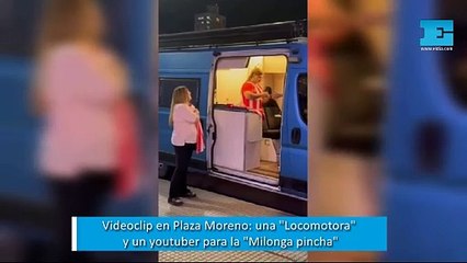 Videoclip en Plaza Moreno: una "Locomotora" y un youtuber para la "Milonga pincha"
