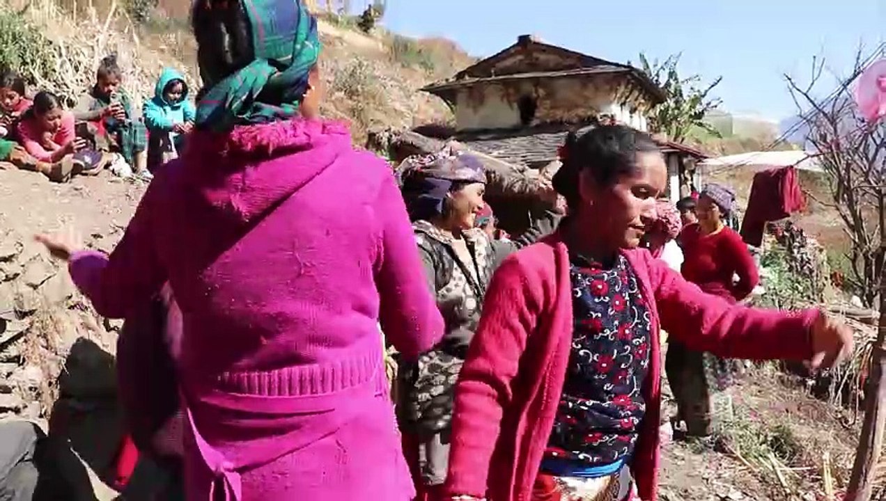 Dancing in Traditional Nepalese Cultural Music Panchebaja |