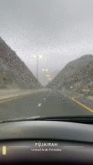 Heavy Drizzle at Yabsa Road Crossing in Fujairah 🌧️