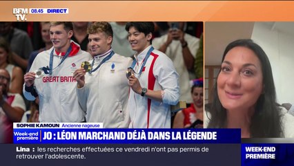 "On est en état de choc" après la quatrième médaille d'or décrochée par Léon Marchand, confie Sophie Kamoun (ancienne nageuse olympique)