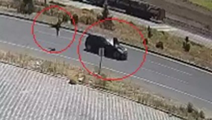 Düşürdüğü cüzdanını almak için geri dönen yayaya otomobil çarptı! Kaza anı kamerada