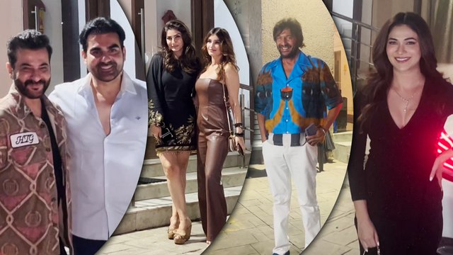 Sanjay Kapoor along with Raveena, Riddhima Pandit and Chunky Pandey arrive for Arbaaz Khan's Birthday Bash in Bandra