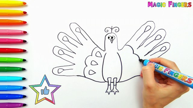 Peacock Drawing and Coloring With Palm Art for Kids & Toddlers _ Easy Drawing Techniques #344