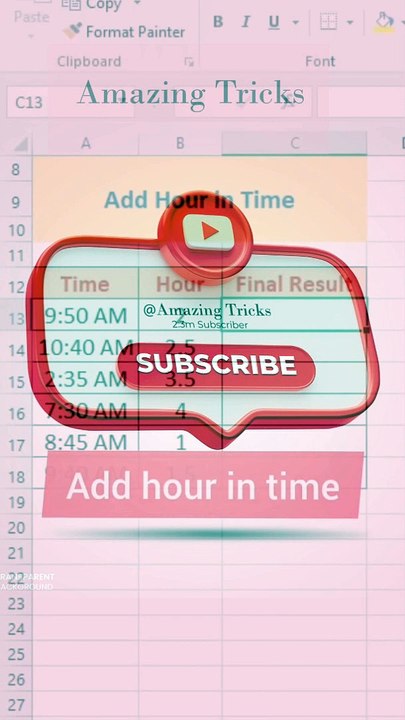 Most useful trick in Microsoft excel Add hour in time for beginners No.13