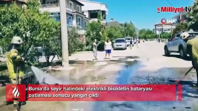 Elektrik bisiklet yandı, sürücü canını zor kurtardı