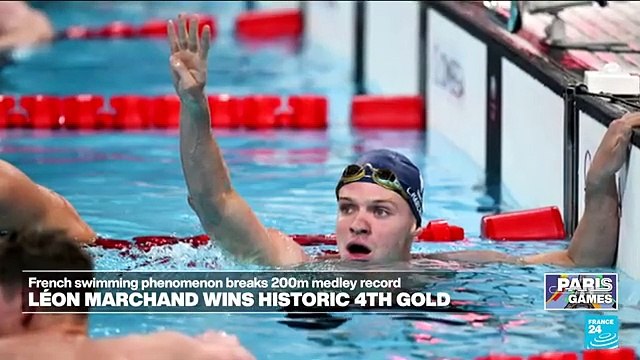 'Perfect' Leon Marchand emulates Phelps with 4th Olympic swimming gold • FRANCE 24 English