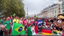 Mexicanos hacen CARAVANA y FIESTA en París en APOYO a los atletas AZTECAS