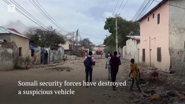 Somali security forces destroy suspicious vehicle after 32 civilians killed in beach attack