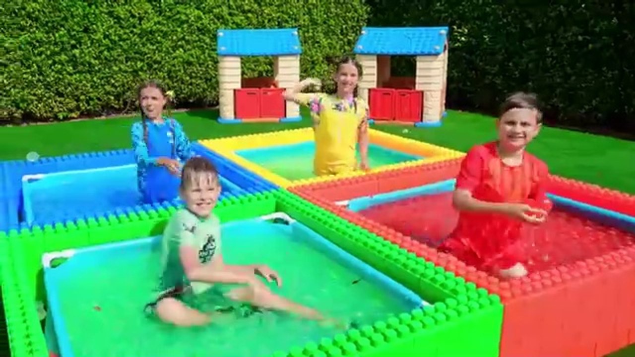 Water balloon challenge & other fun pool, Adventure with roma diana and oliver