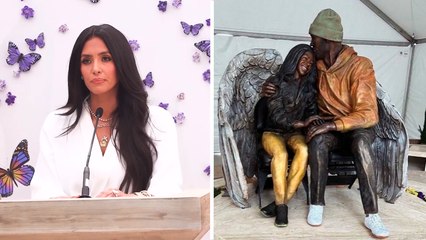 Viuda de Kobe Bryant da inspirador mensaje tras la develación de la estatua del exbasquetbolista y su hija