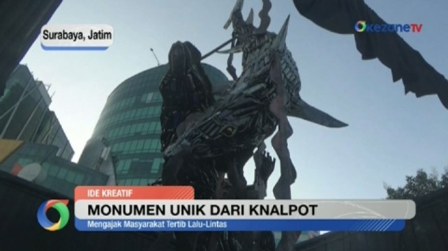 Ribuan Knalpot Brong Disulap Jadi Monumen Suroboyo Wani