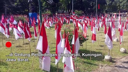 Jelang HUT RI ke-79, 10.001 Bendera Merah Putih Penuhi Gedung Perundingan Linggarjati