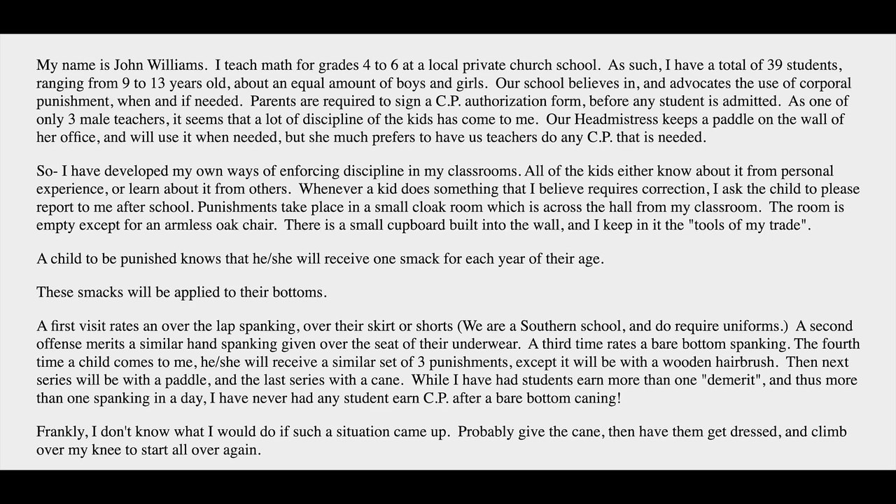 Mr. Williams (Account of Corporal Punishment in School)