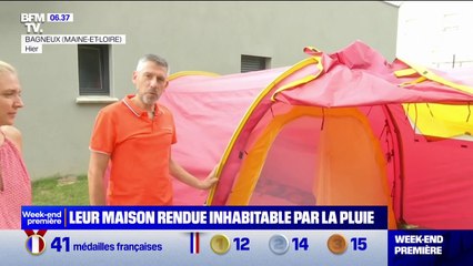Cette famille est contrainte de dormir dans son jardin à cause des infiltrations d'eau dans sa maison