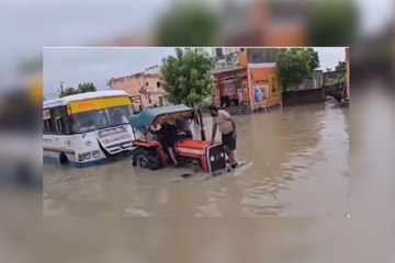 पानी में फंस गई थी राजस्थान रोडवेज की बस, बाहर निकालने के लिए लगाया ऐसा जुगाड़ा, वीडियो हुआ Viral