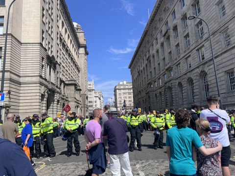 Anti-immigration and anti-racism protesters clash in Liverpool