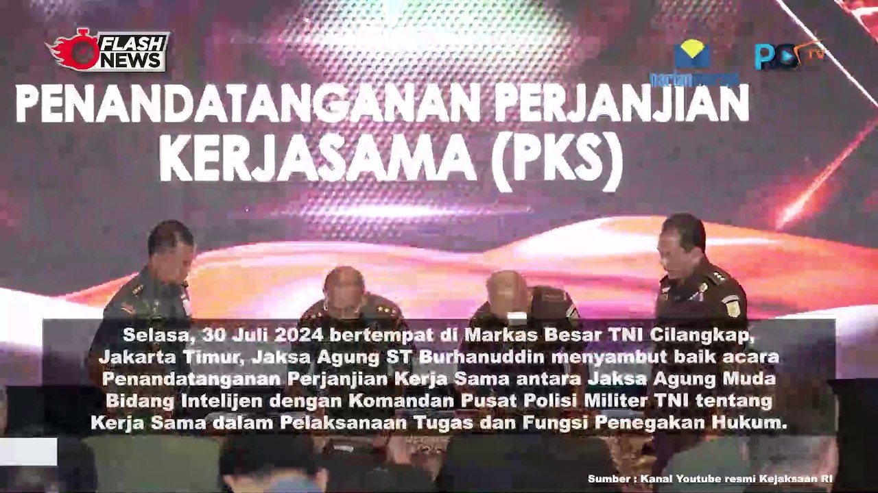 Penandatanganan Perjanjian Kerjasama Antara Intel Kejaksaan RI dengan Puspom TNI