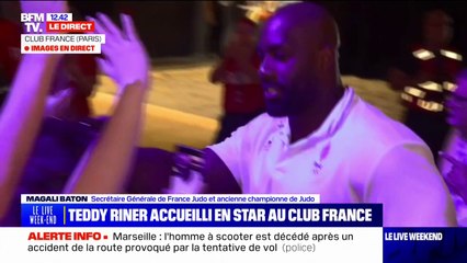 JO 2024: Teddy Riner acclamé par la foule au Club France
