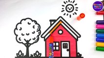 Stylish House and Tree Coloring Page for Kids | Fun Painting & Decorating Activity for Toddlers 