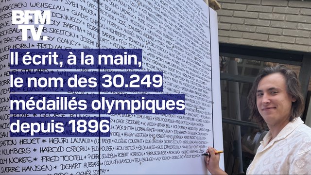 Ça fait à peu près un an et demi que j'écris L’artiste Baptiste Chebassier a écrit, à la main, le nom des 30.239 médaillés olympiques de l’ère moderne pour leur rendre hommage