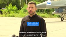 Ukraine's Zelenskyy displays newly arrived F-16 fighter jets to boost country's war effort