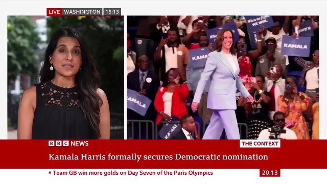 Kamala harrs formally chosen as us Democratic presidential nominee | BBC NEWS