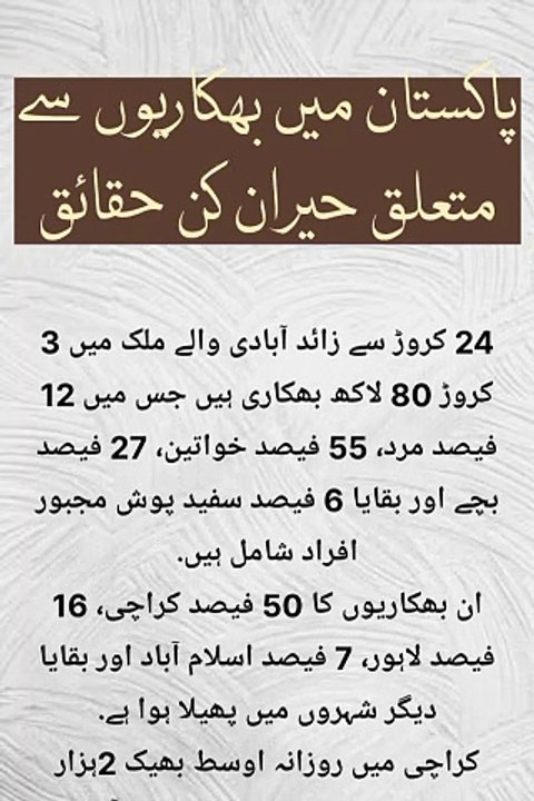 پاکستان میں بھکھاریوں سے متعلق حیران کن حقائق پوری ویڈیو دیکھیں