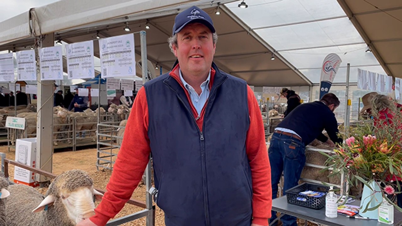 Victorian State Merino Field Day president Trent Carter at the Marnoo event