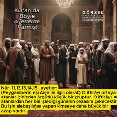 Bu işin elebaşılığını yapan kimseye….. - Nûr 11,12,13,14,15.ayetler