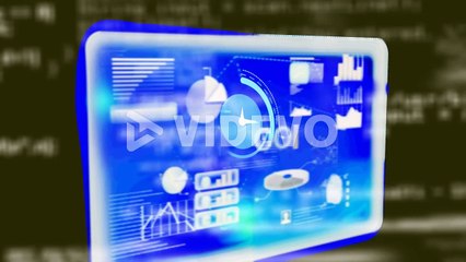 Animation of clock moving fast and data processing on screen