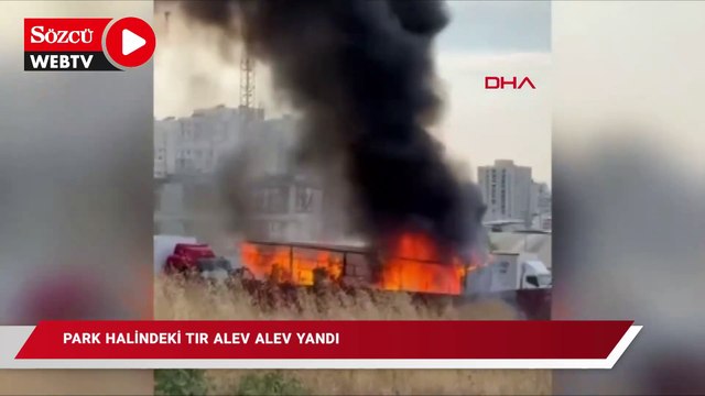 Park halindeki TIR alev alev yandı