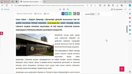 Türkiye’den Lübnan’a seyahat uyarısı_ Zorunlu olmadıkça seyahat edilmemeli – Cesur Haber