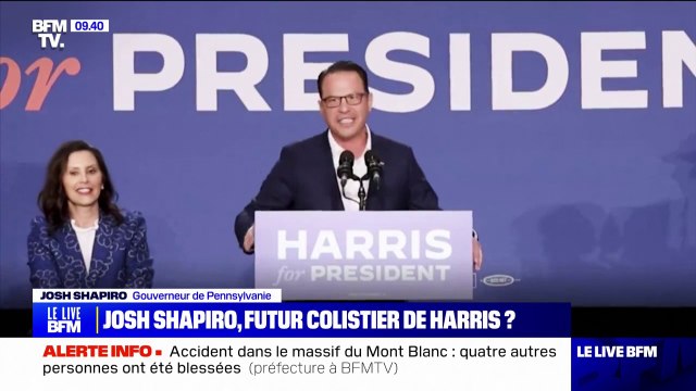 Josh Shapiro, gouverneur de Pennsylvanie, colistier pressenti de Kamala Harris