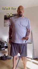Resistance Band Hits Man's Crotch While Working Out
