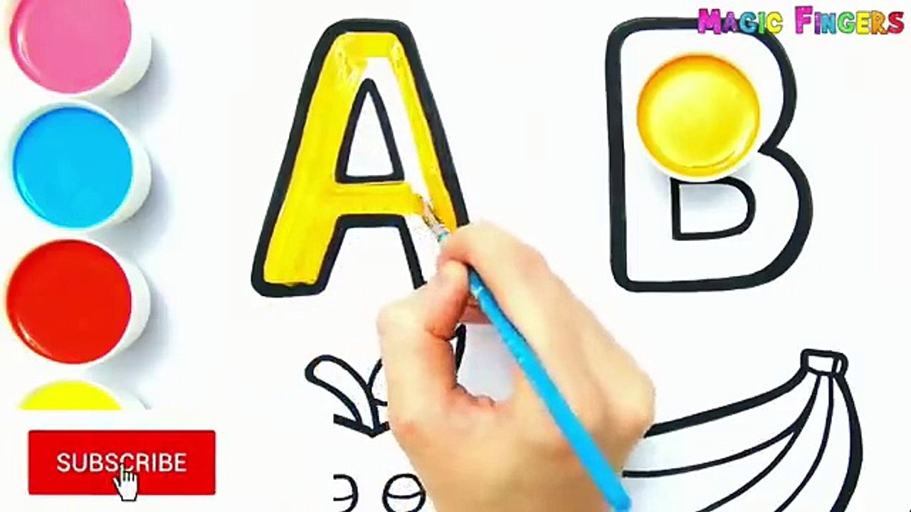 ABC Fruits Drawing, Painting and Coloring for K...