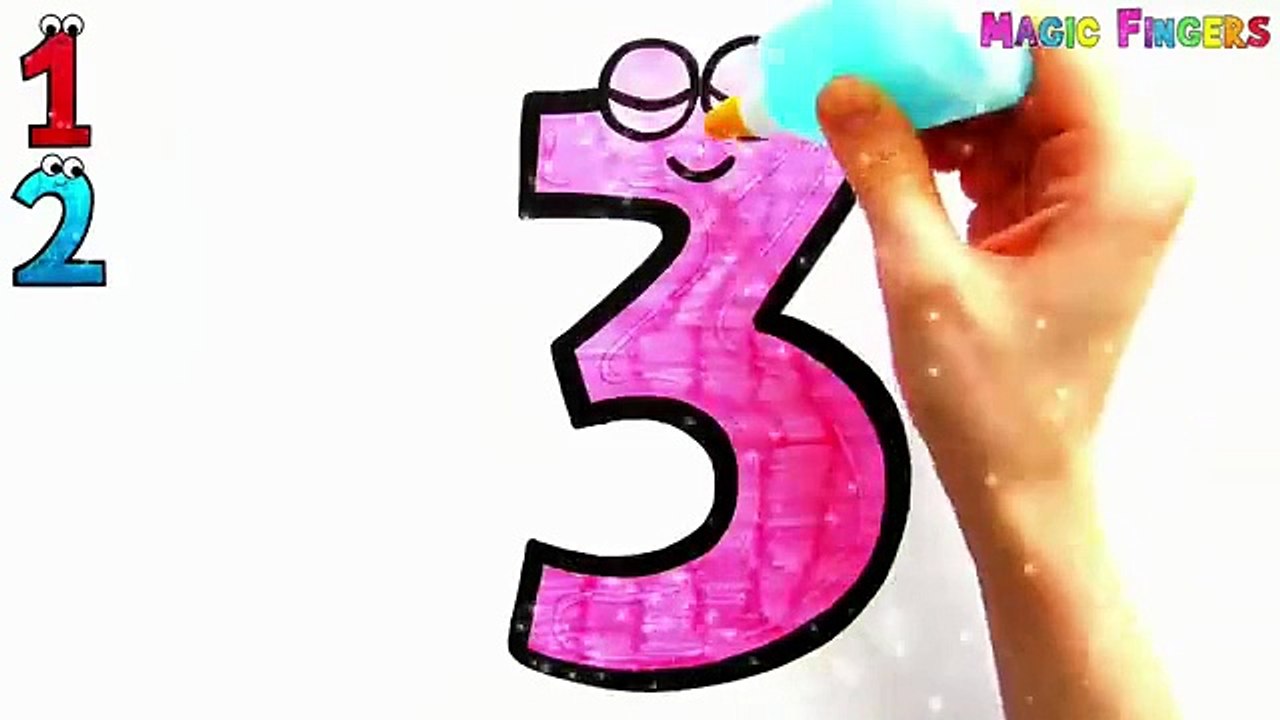 Learn 1 to 10 Numbers Glitter Drawing, Painting and Coloring for Kids & Toddlers _ Learning #285