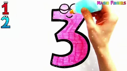 Learn 1 to 10 Numbers Glitter Drawing, Painting and Coloring for Kids & Toddlers _ Learning #285