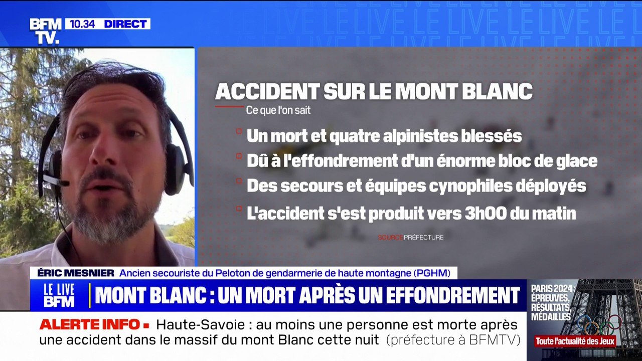 Avalanche mortelle au Mont-Blanc: "Le plus gros danger, c'est une chute de séracs", assure Éric Mesnier, ancien secouriste