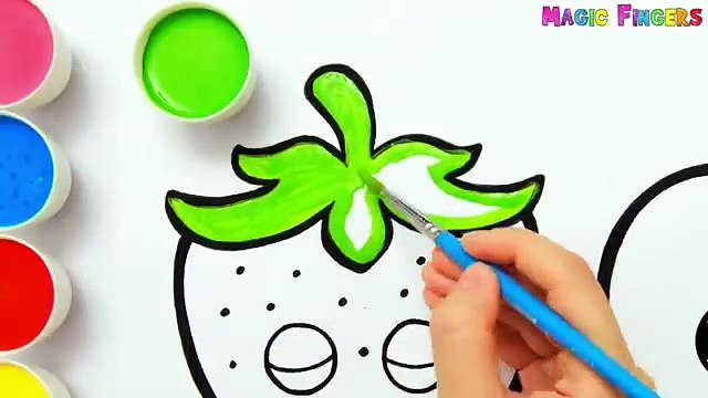 Strawberry & Apple Friends Drawing, Painting & Coloring for Kids, Toddlers _ Learn Drawing Tips #284