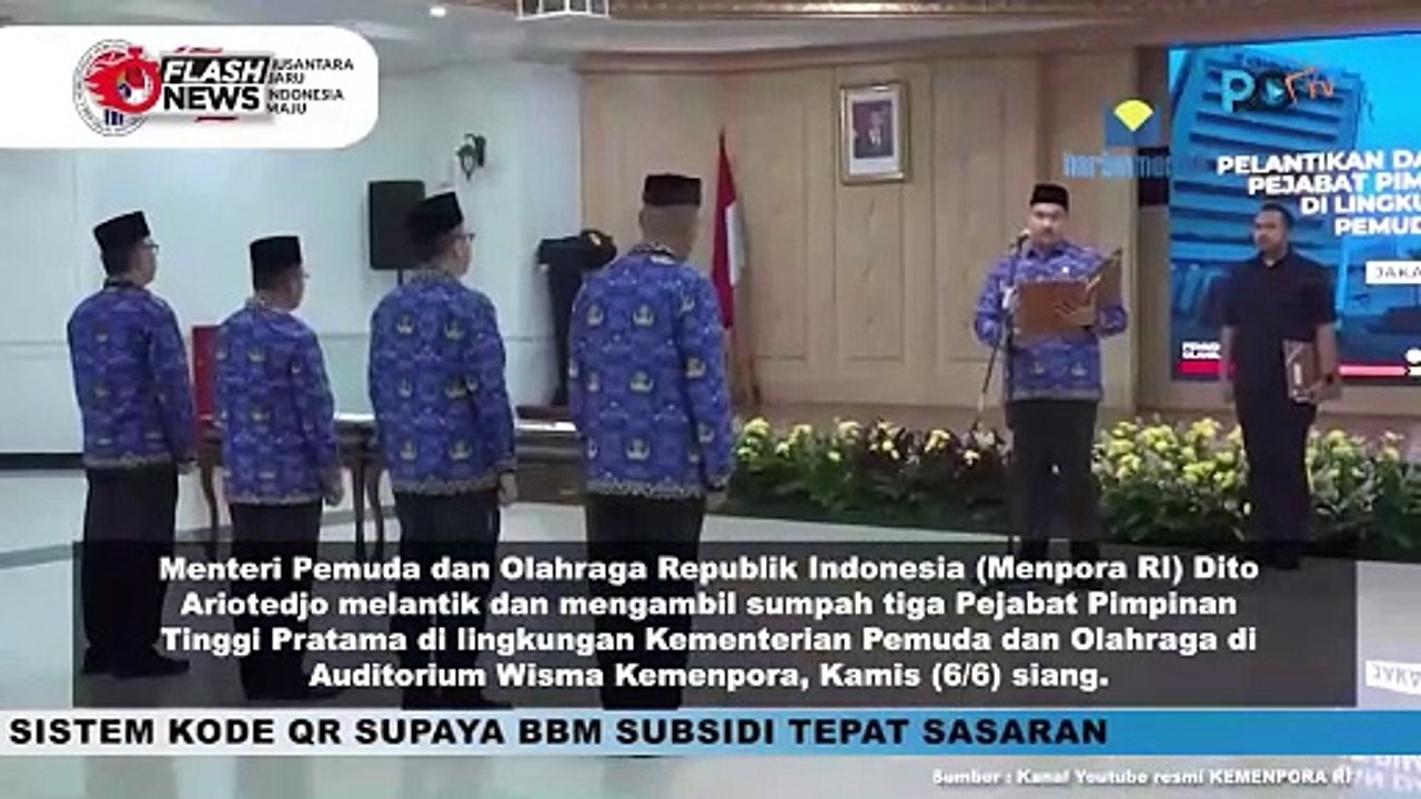 Menpora Dito Lantik Pejabat Pimpinan Tinggi Pratama di Lingkungan Kemenpora