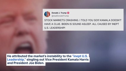 Trump Says 'Kamala Doesn't Have A Clue. Biden Is Sound Asleep' As Stock Markets Crash Globally: 'I Told You So!!!'