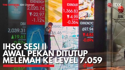 IHSG Sesi II Awal Pekan Ditutup Melemah ke Level 7.059