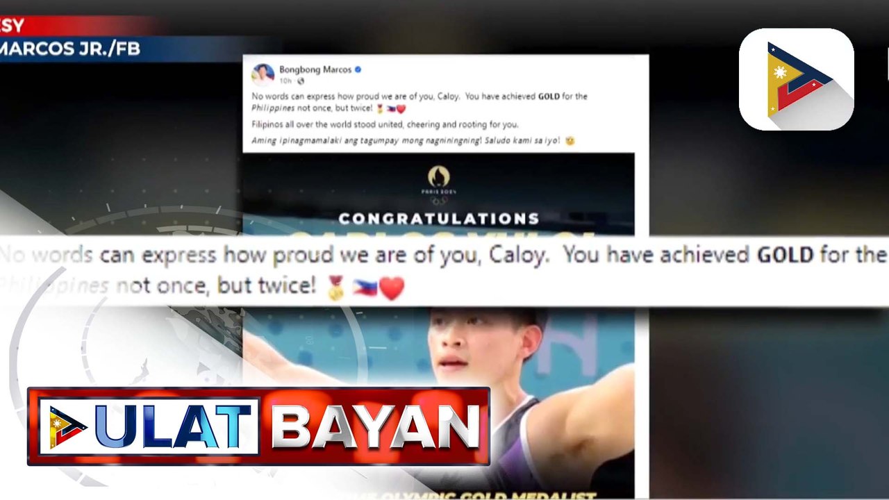 PBBM at FL Liza Araneta-Marcos, nanguna sa pagbati sa tagumpay ni Carlos Yulo sa 2024 Paris Olympics
