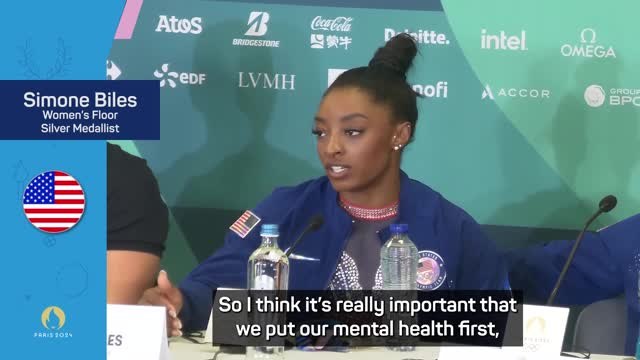 Biles heaps praise on 'incredible' Andrade after taking silver in floor final