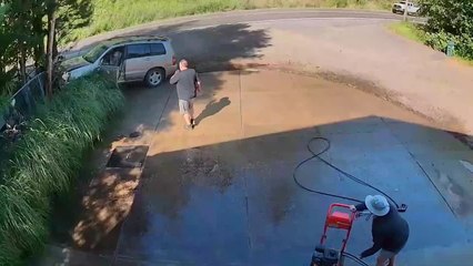 Woman Has Close Call With Car Crashing Into Telephone Poles