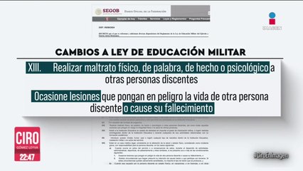 Entran en vigor reformas para acabar con las novatadas en planteles militares