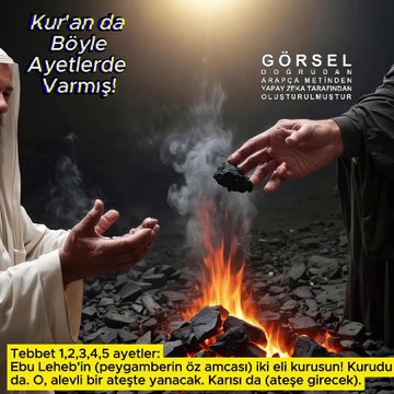İki eli kurusun! Kurudu da. O, alevli bir ateşte yanacak.… - Tebbet 1,2,3,4,5.ayetler